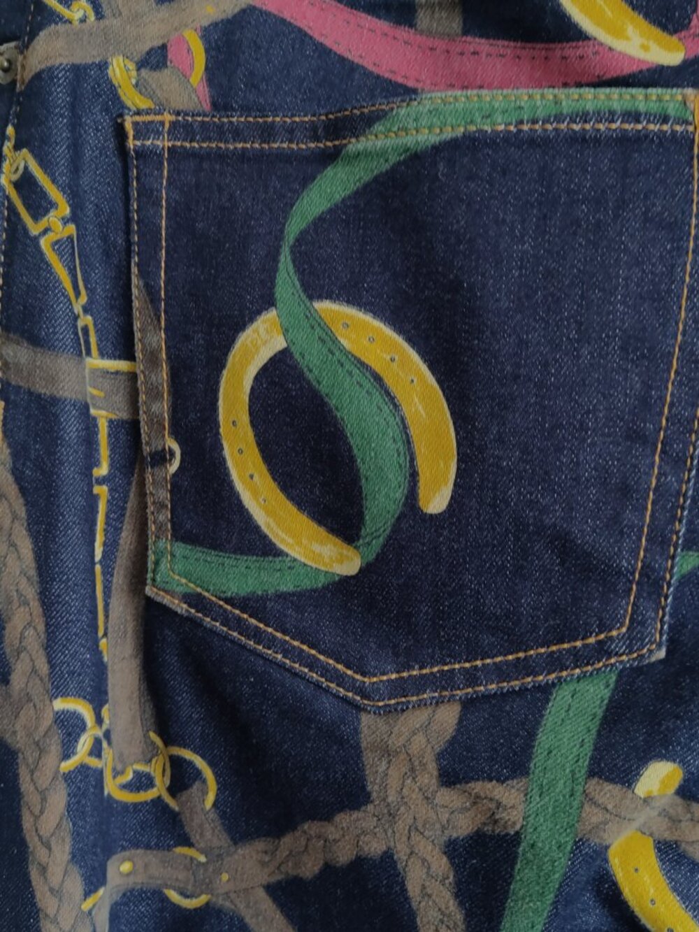 Lauren Ralph Lauren Equestrian High Rise Dark Denim Jeans Bridle Bit Chain Sz 8 - Picture 8 of 16